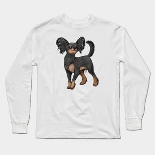 Dog - Russian Toy - Long Hair Black and Tan Long Sleeve T-Shirt